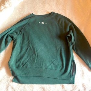 Womens XXS oversized green with flowers crewneck
